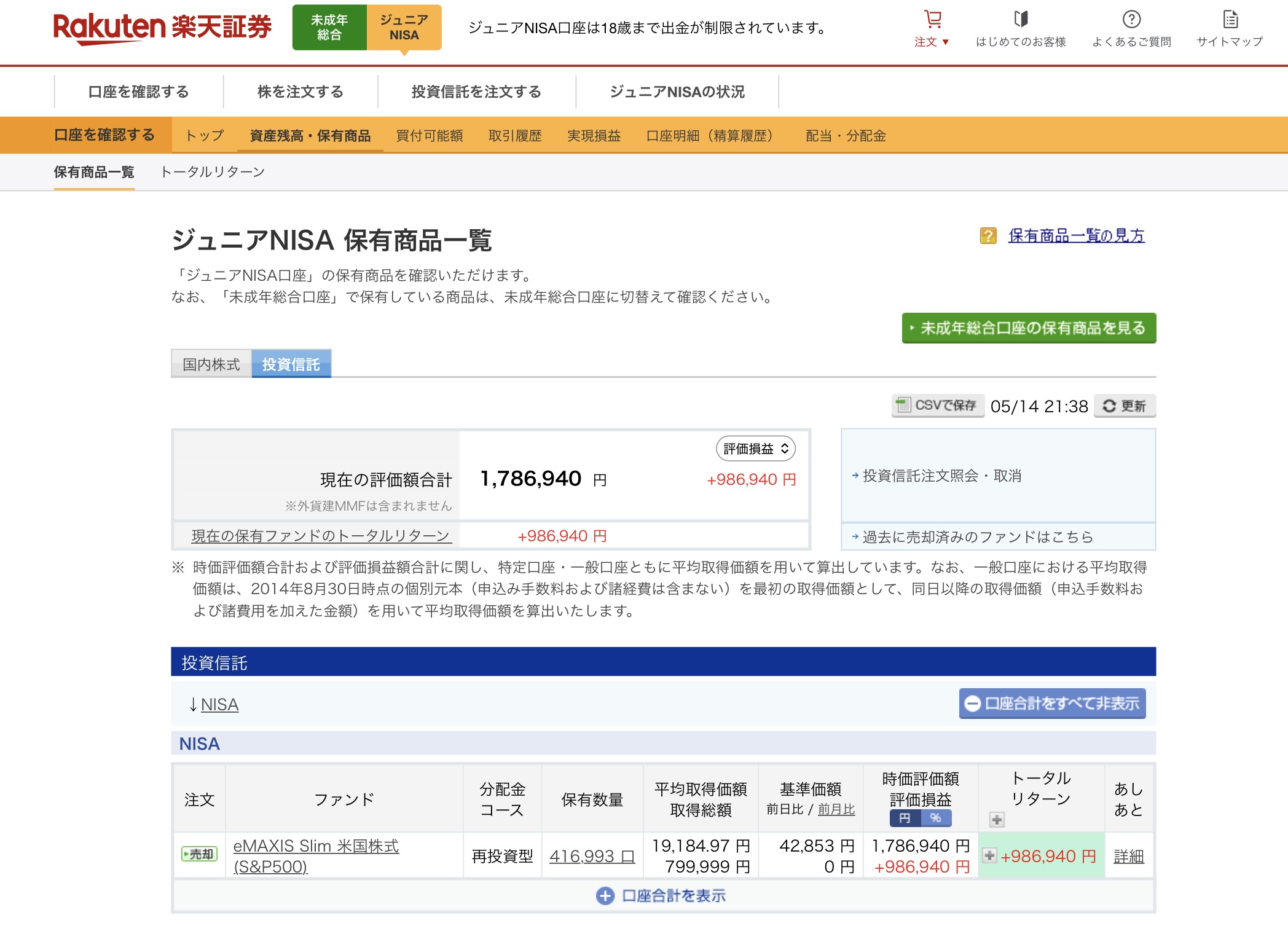 eMAXIS Slim 米国株式（S&P500）運用詳細